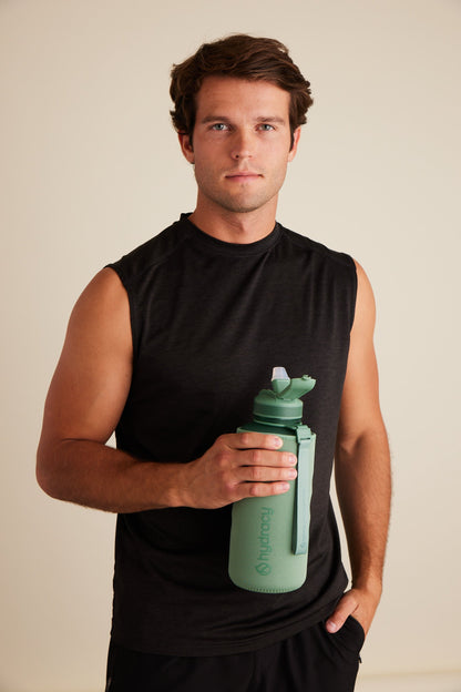 Coach 64 oz / 2 L Water Bottle with Time Marker and Straw Lid