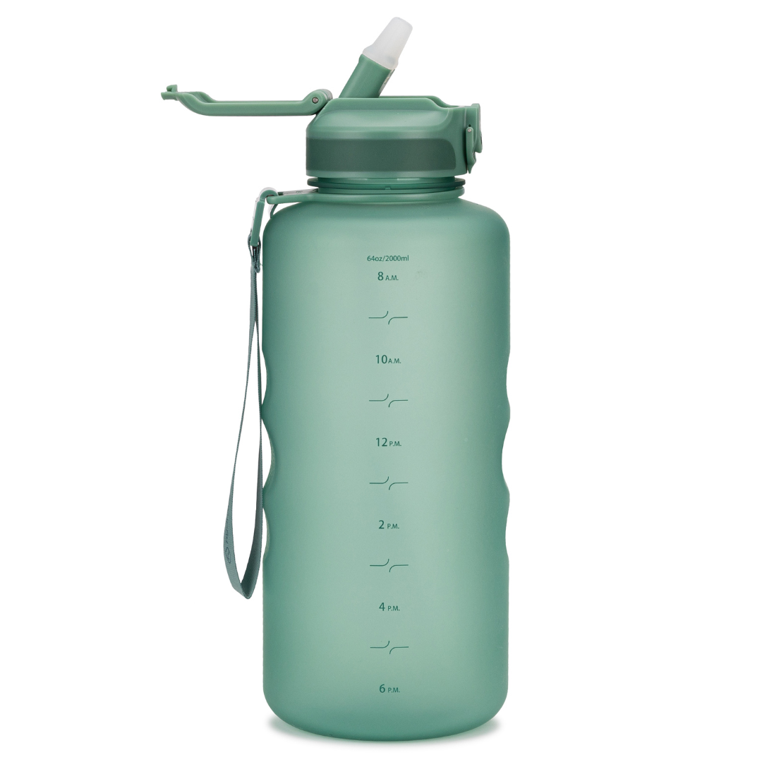 Coach 64 oz / 2 L Water Bottle with Time Marker and Straw Lid
