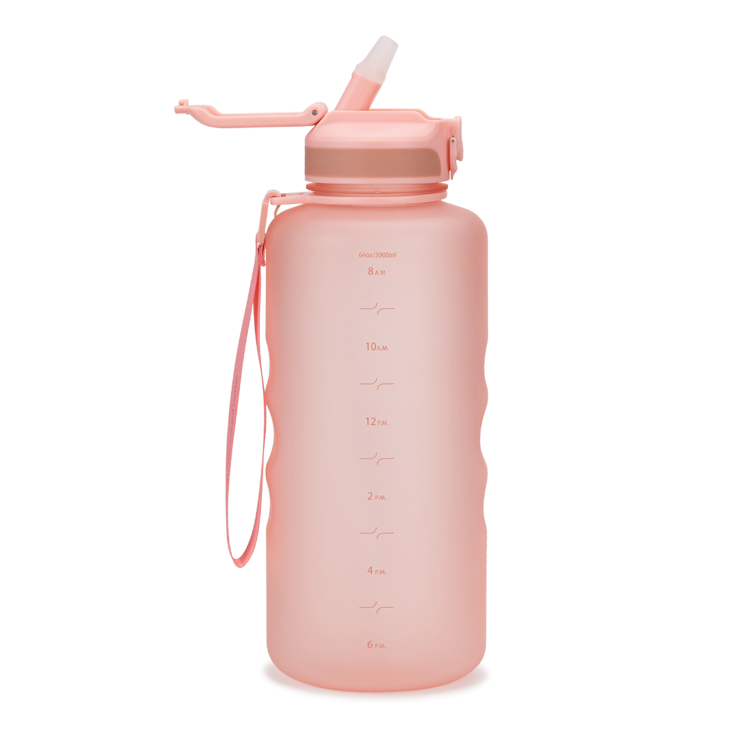 Coach 64 oz / 2 L Water Bottle with Time Marker and Straw Lid