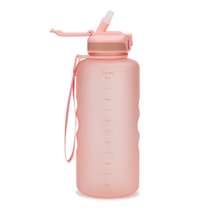 Coach 64 oz / 2 L Water Bottle with Time Marker and Straw Lid