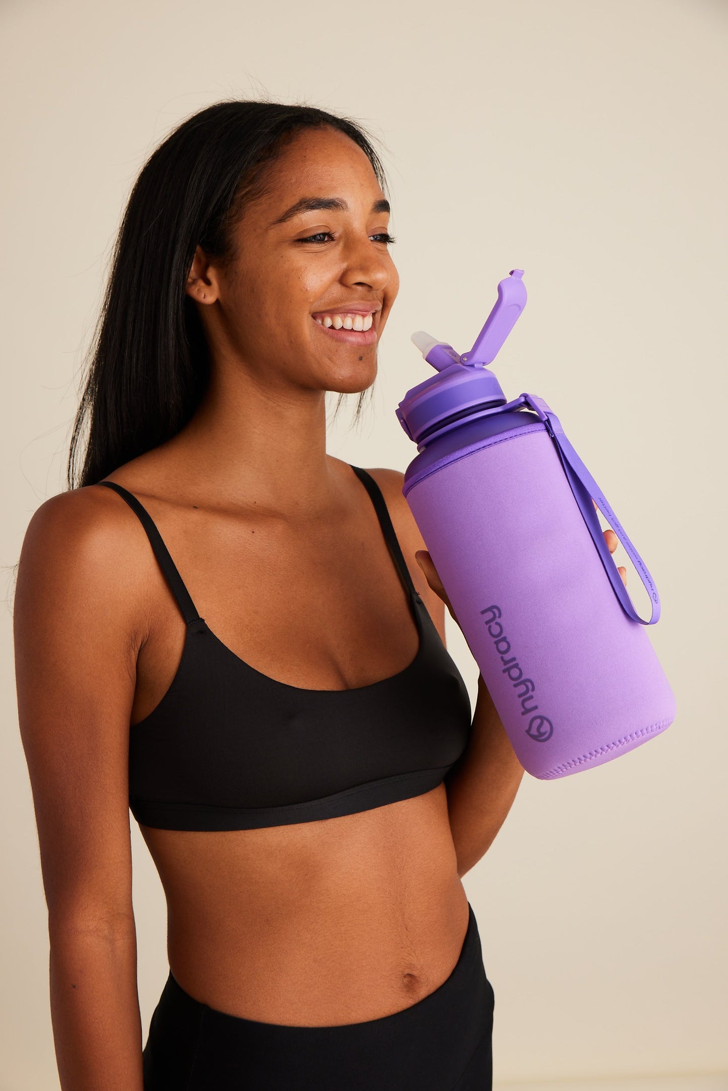 Coach 64 oz / 2 L Water Bottle with Time Marker and Straw Lid