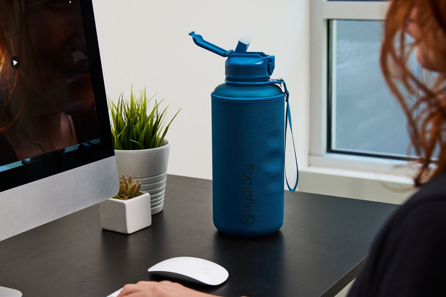 Coach 64 oz / 2 L Water Bottle with Time Marker and Straw Lid