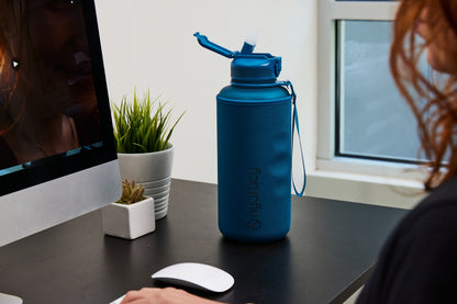 Coach 64 oz / 2 L Water Bottle with Time Marker and Straw Lid