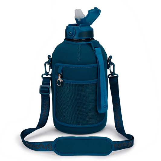 Coach 78 oz / 2.3 L Water Bottle with Storage Sleeve, Handle and Straw Lid