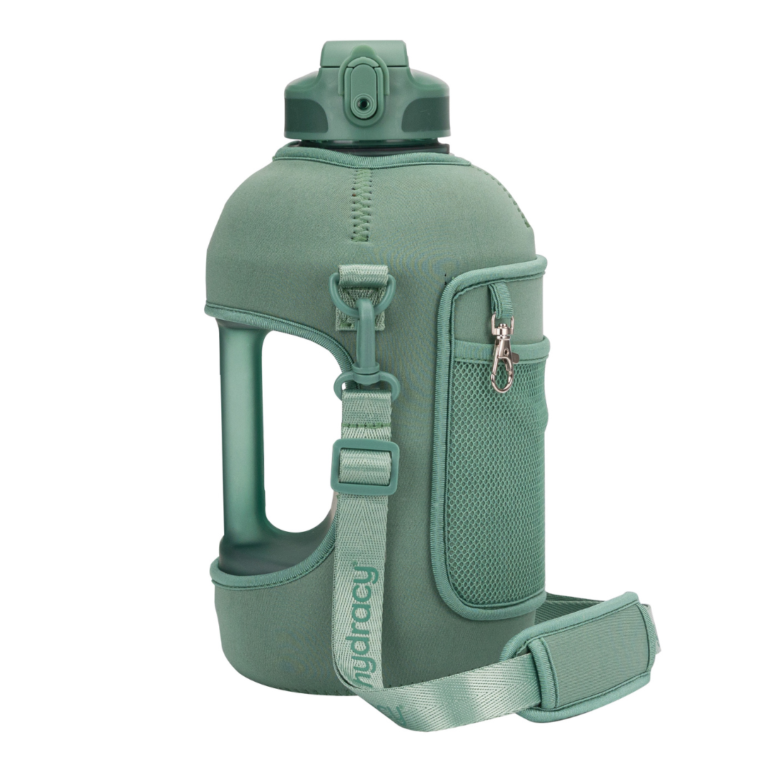 Coach 78 oz / 2.3 L Water Bottle with Storage Sleeve, Handle and Straw Lid