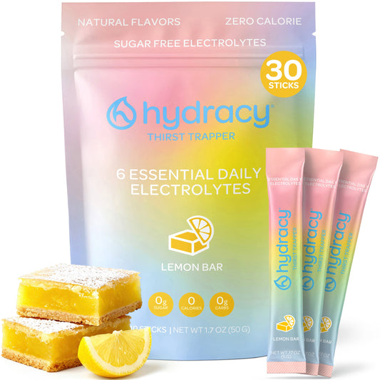 Hydracy Essential Daily Electrolyte Stick Packs (30 Count) - Lemon Bar