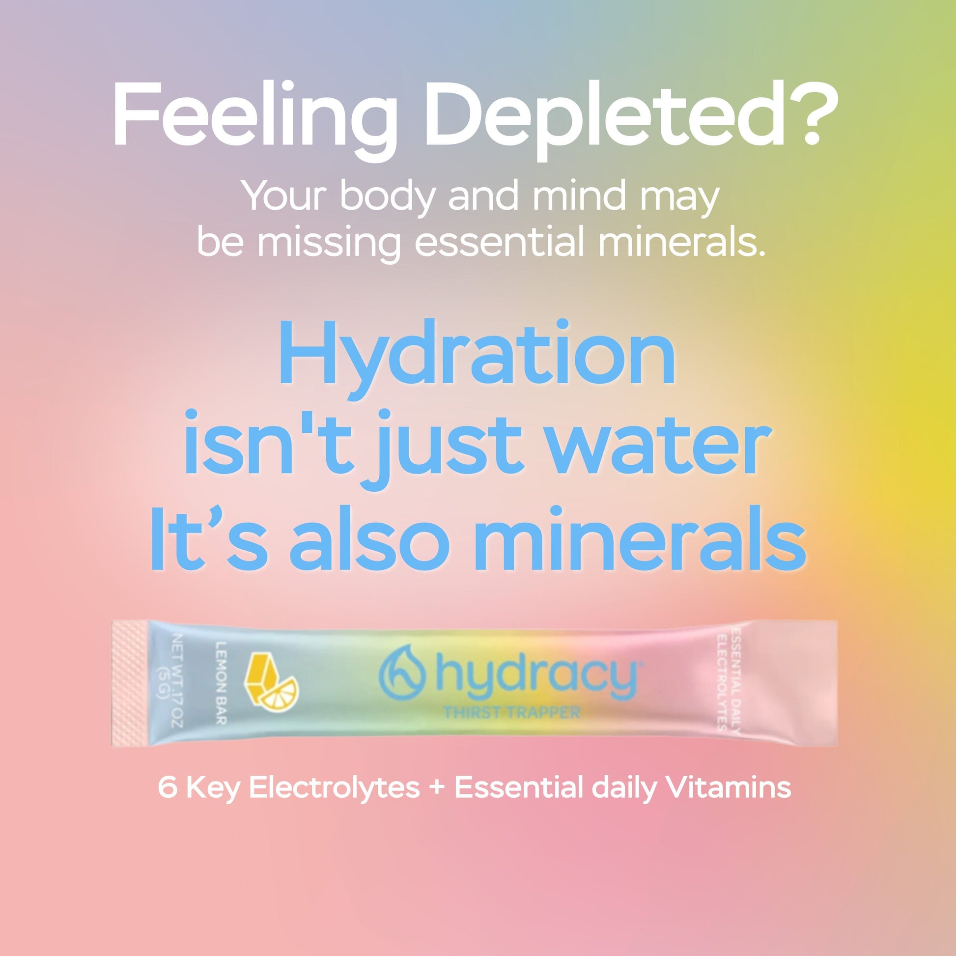 Hydracy Essential Daily Electrolyte Stick Packs (30 Count) - Lemon Bar