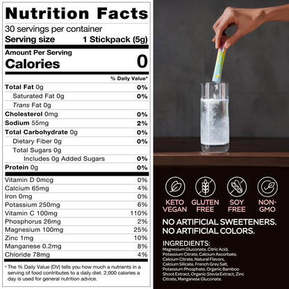 Hydracy Essential Daily Electrolyte Stick Packs (30 Count) - Lemon Bar