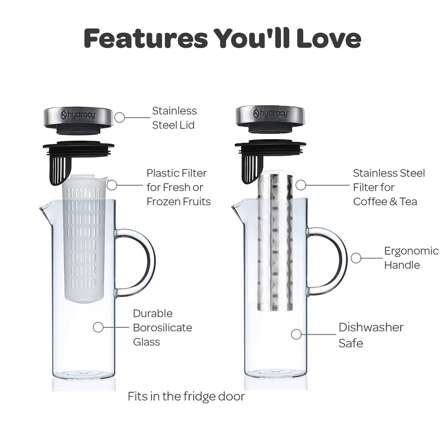 1.5 L / 52 oz Glass Infusion Pitcher